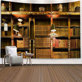 Lofaris Vintage Mystery Bookstore Architecture Wall Tapestry